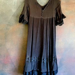 Juicy Couture Midi Peasant Black Dress